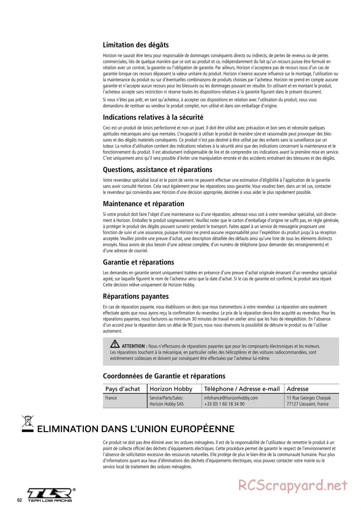 Team Losi - TLR 22 2.0 - Manual - Page 62