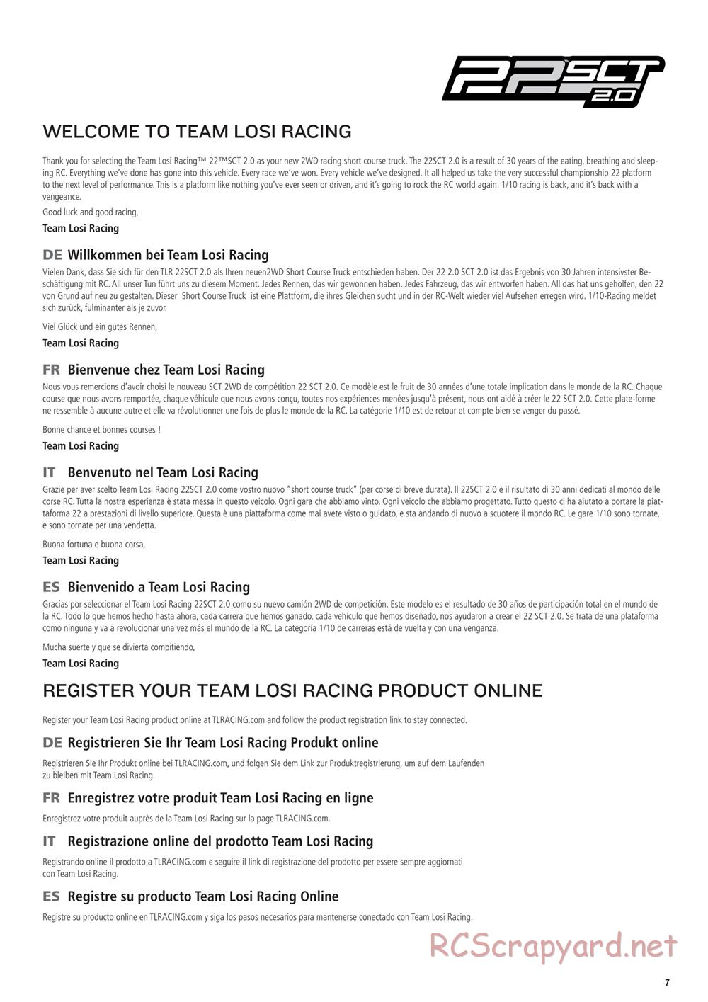 Team Losi - 22SCT 2.0 Race - Manual - Page 7