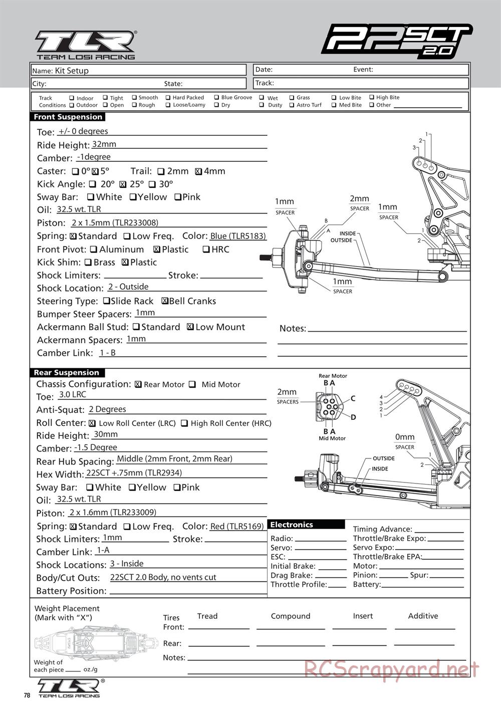 Team Losi - 22SCT 2.0 Race - Manual - Page 78