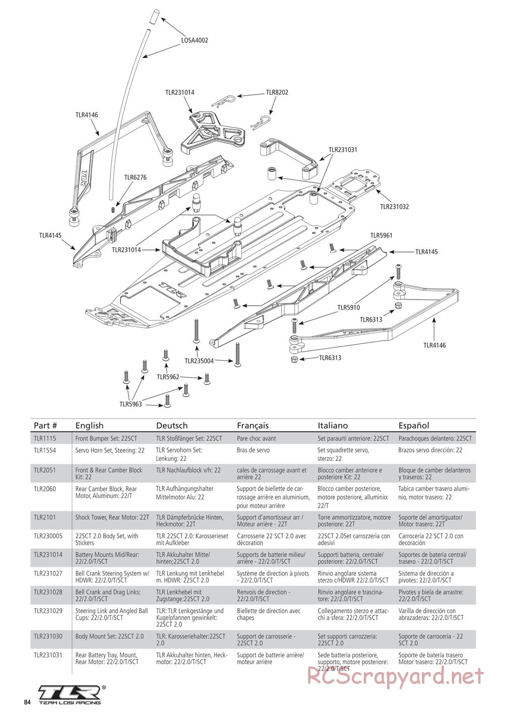 Team Losi - 22SCT 2.0 Race - Manual - Page 84