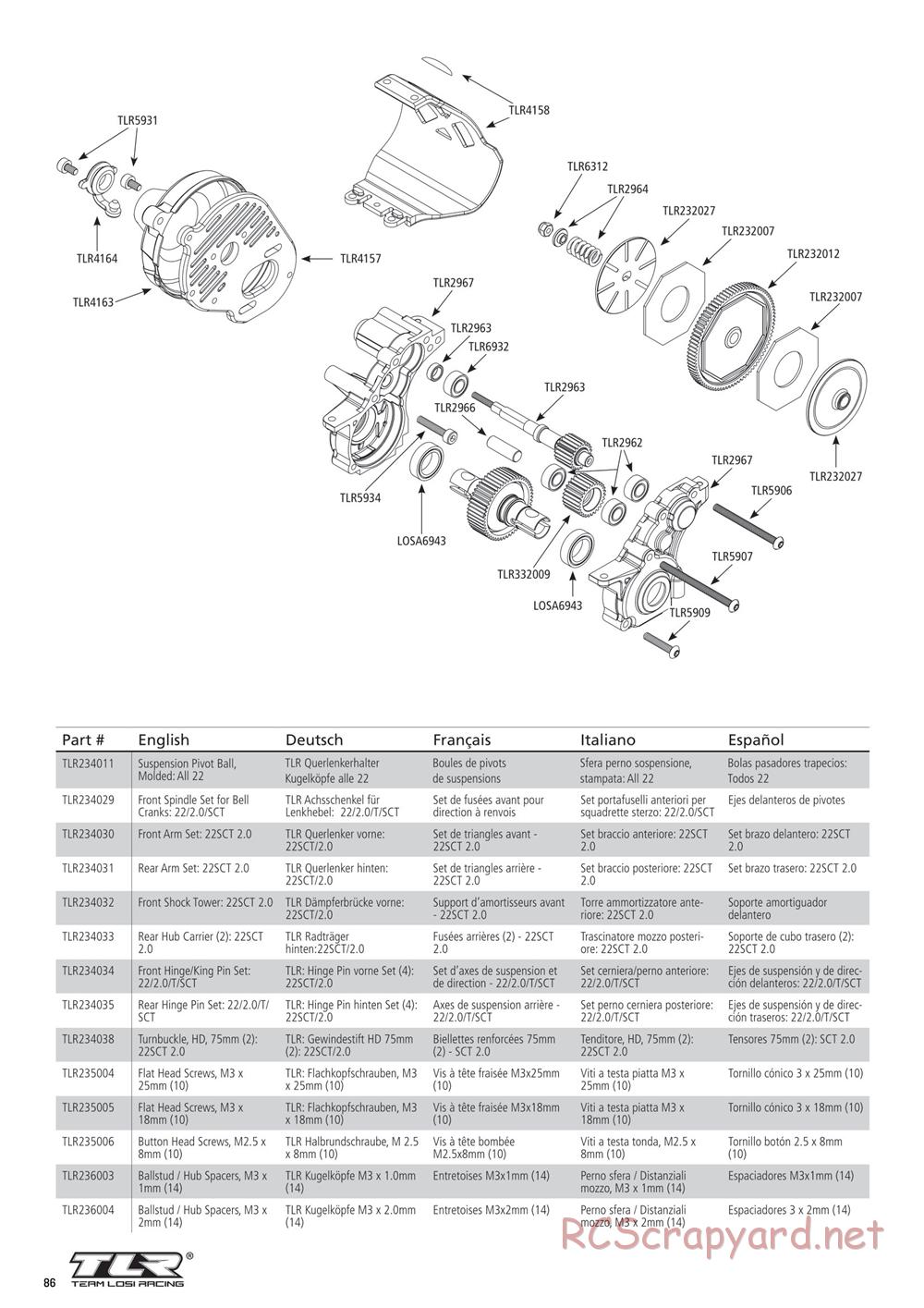 Team Losi - 22SCT 2.0 Race - Manual - Page 86