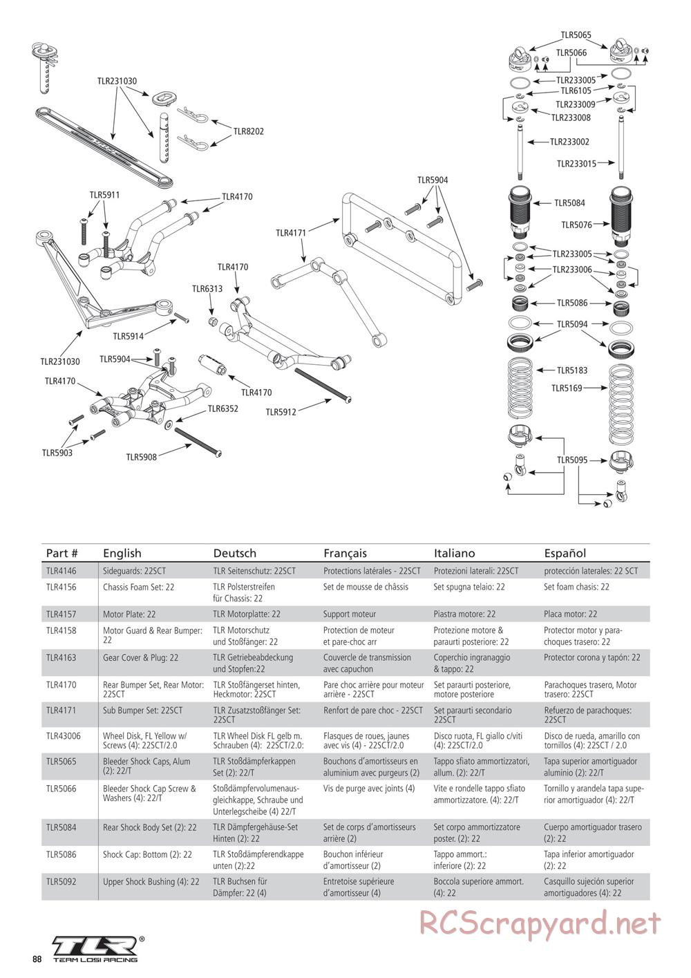 Team Losi - 22SCT 2.0 Race - Manual - Page 88