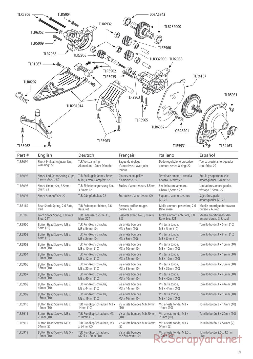 Team Losi - 22SCT 2.0 Race - Manual - Page 89