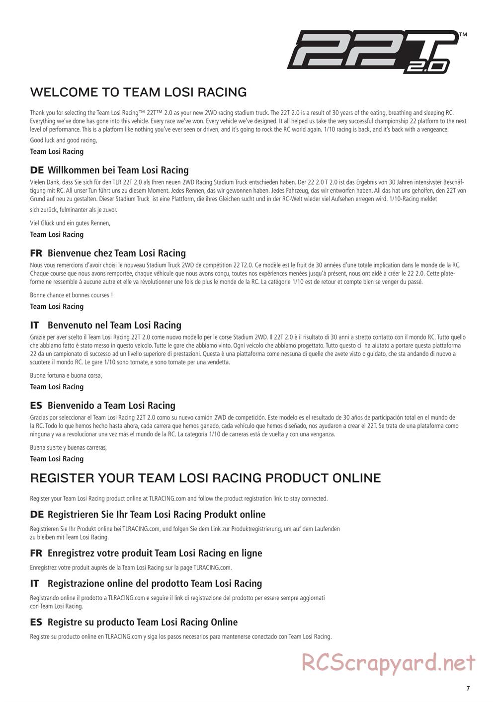 Team Losi - 22T 2.0 Race - Manual - Page 7