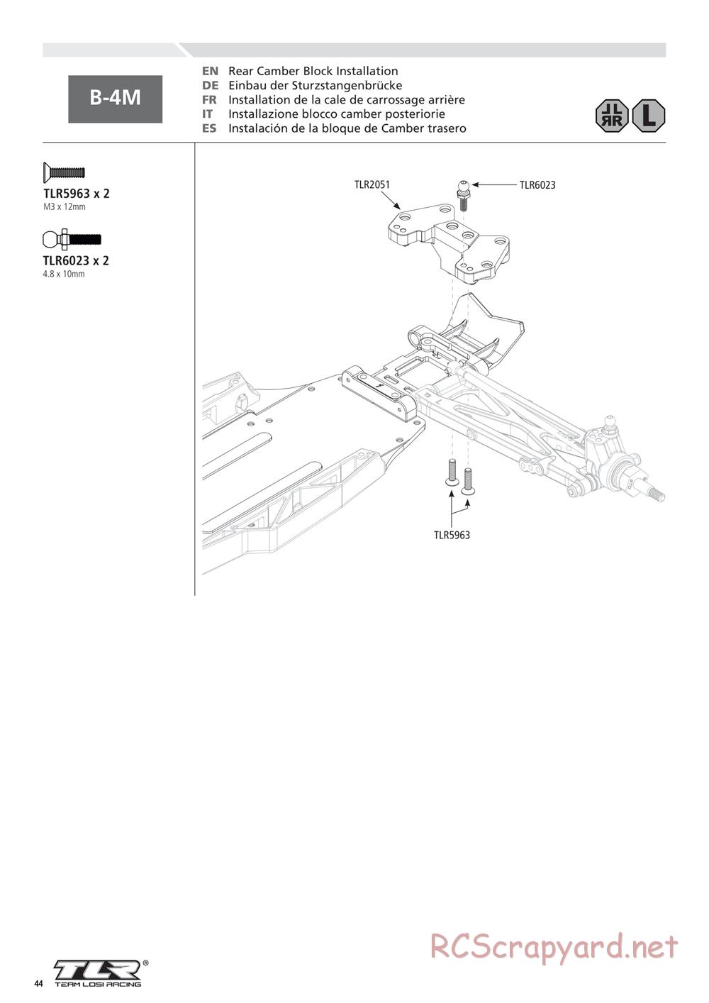 Team Losi - 22T 2.0 Race - Manual - Page 44