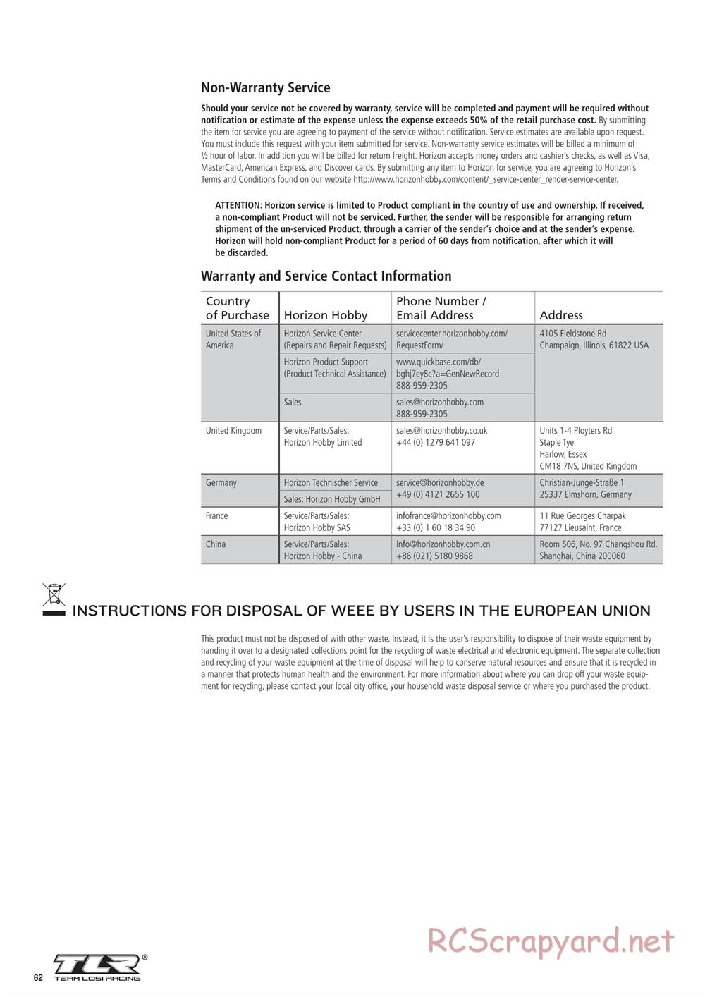 Team Losi - 22T 2.0 Race - Manual - Page 62