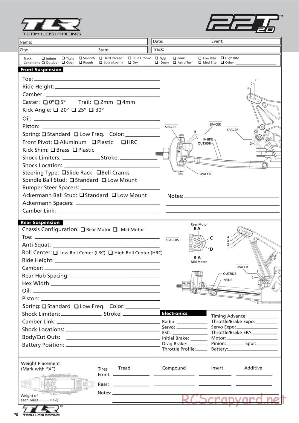 Team Losi - 22T 2.0 Race - Manual - Page 70