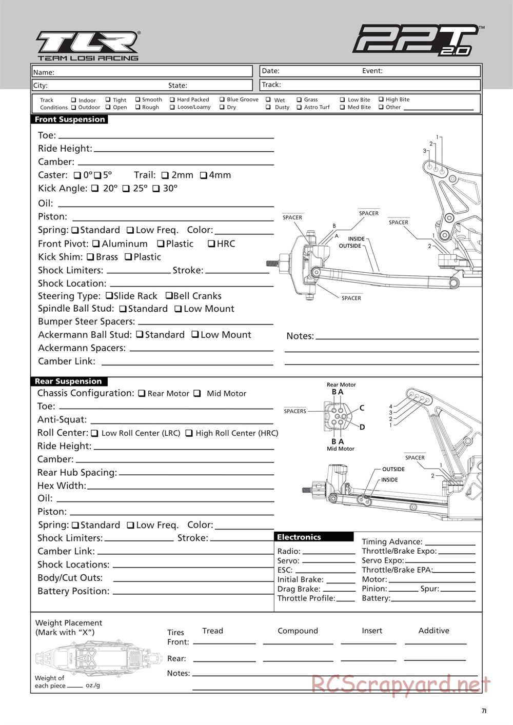 Team Losi - 22T 2.0 Race - Manual - Page 71