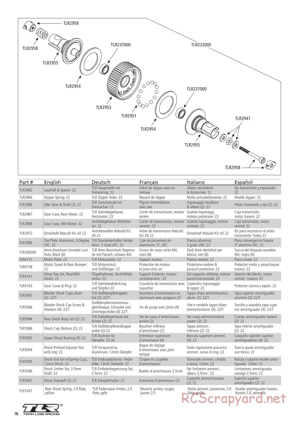 Team Losi - 22T 2.0 Race - Manual - Page 78