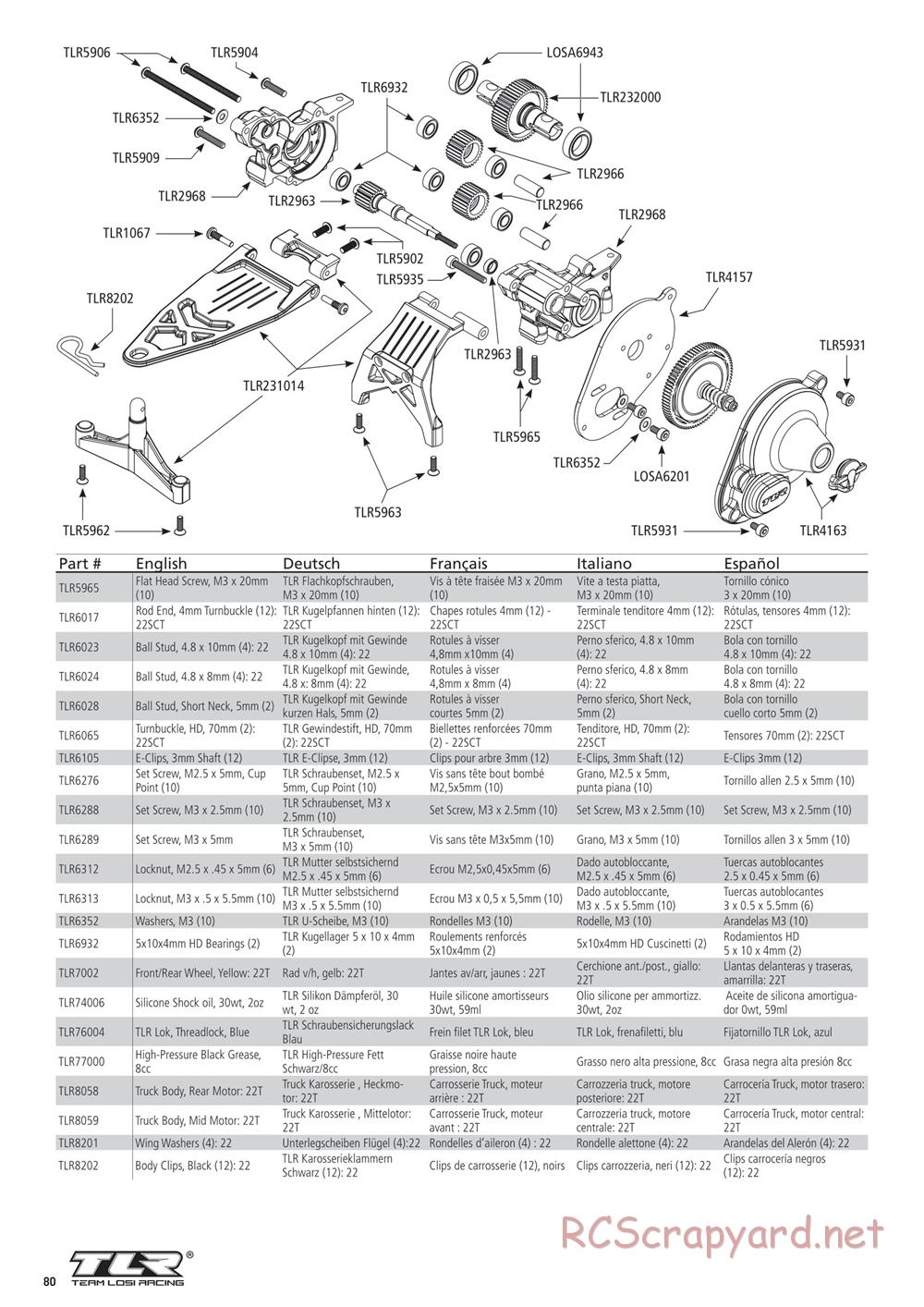 Team Losi - 22T 2.0 Race - Manual - Page 80
