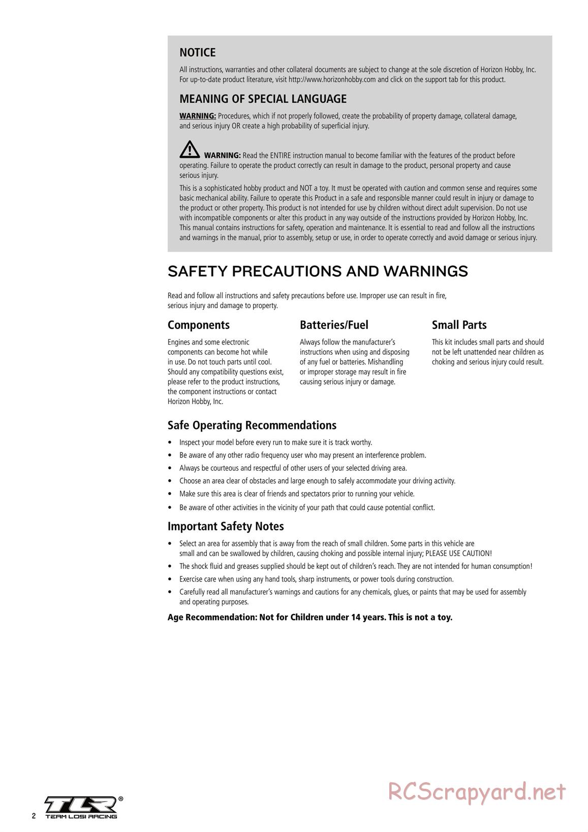 Team Losi - TLR 22-4 - Manual - Page 2