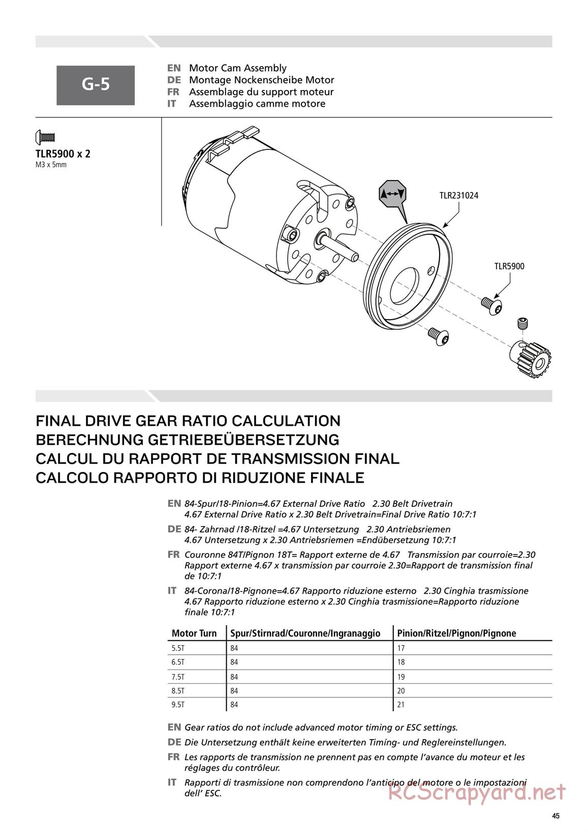 Team Losi - TLR 22-4 - Manual - Page 45