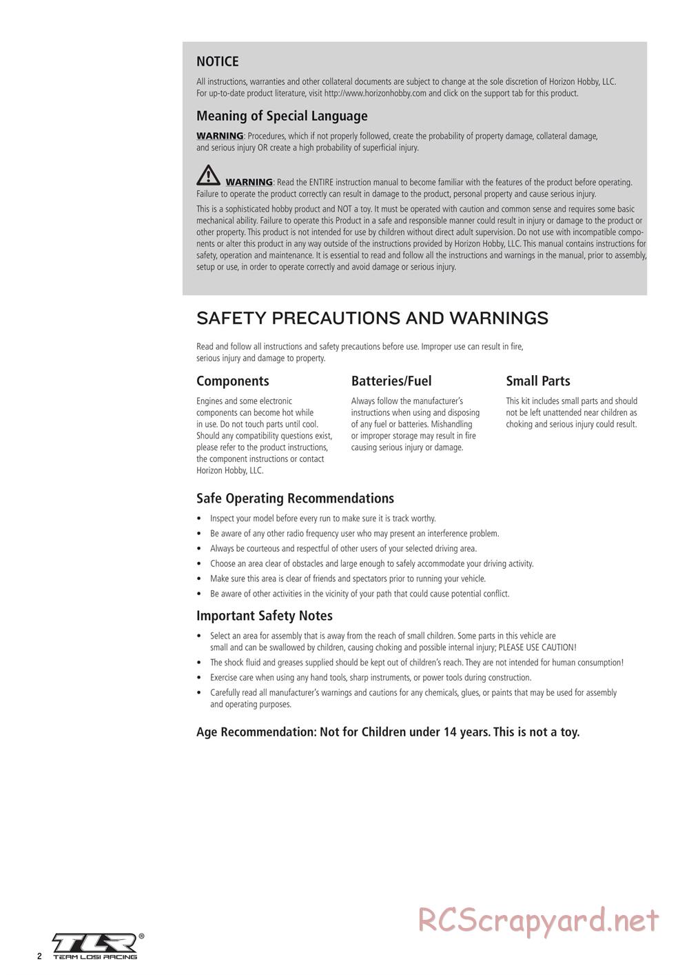 Team Losi - Ten-SCTE 3.0 - Manual - Page 2