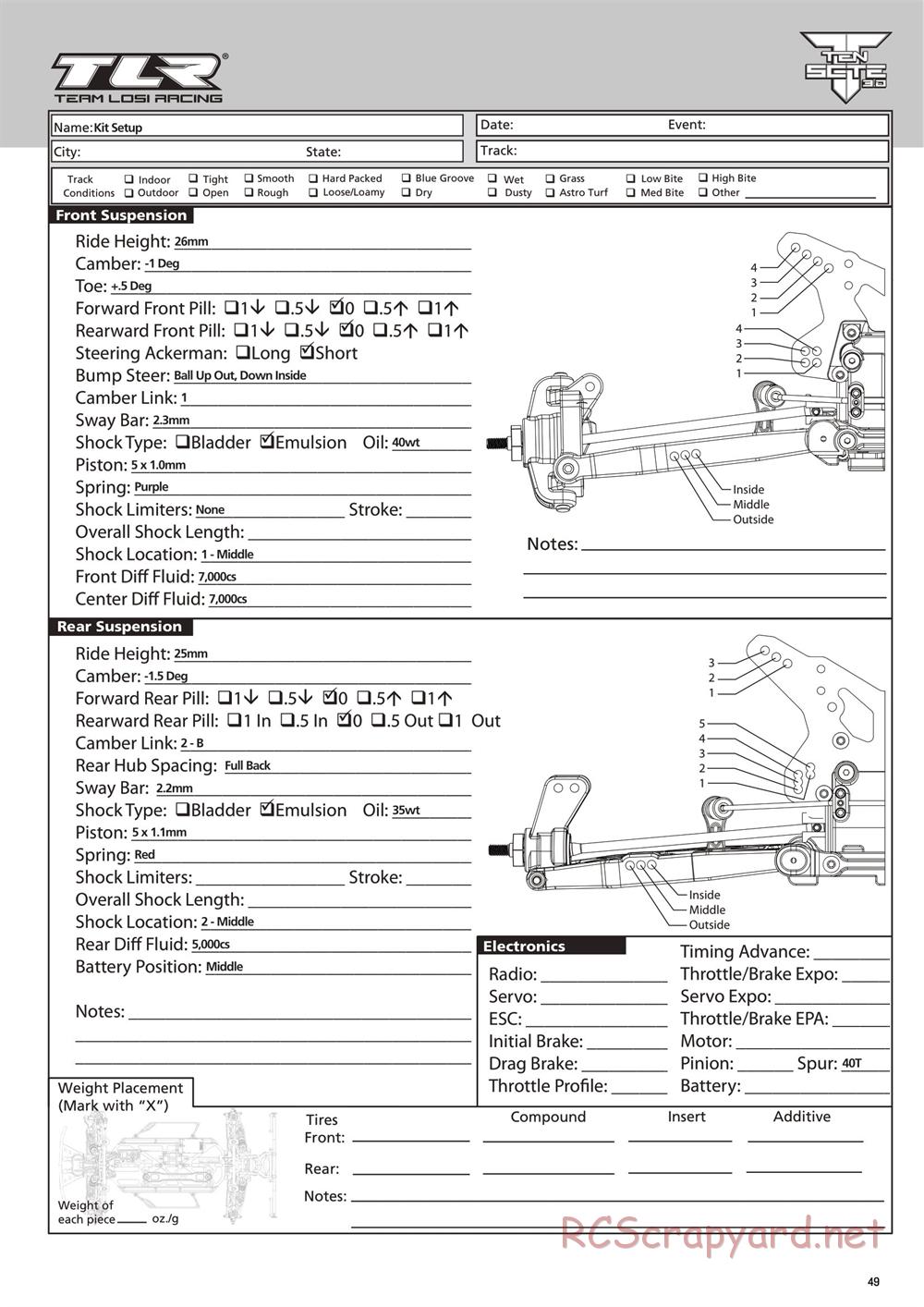 Team Losi - Ten-SCTE 3.0 - Manual - Page 49