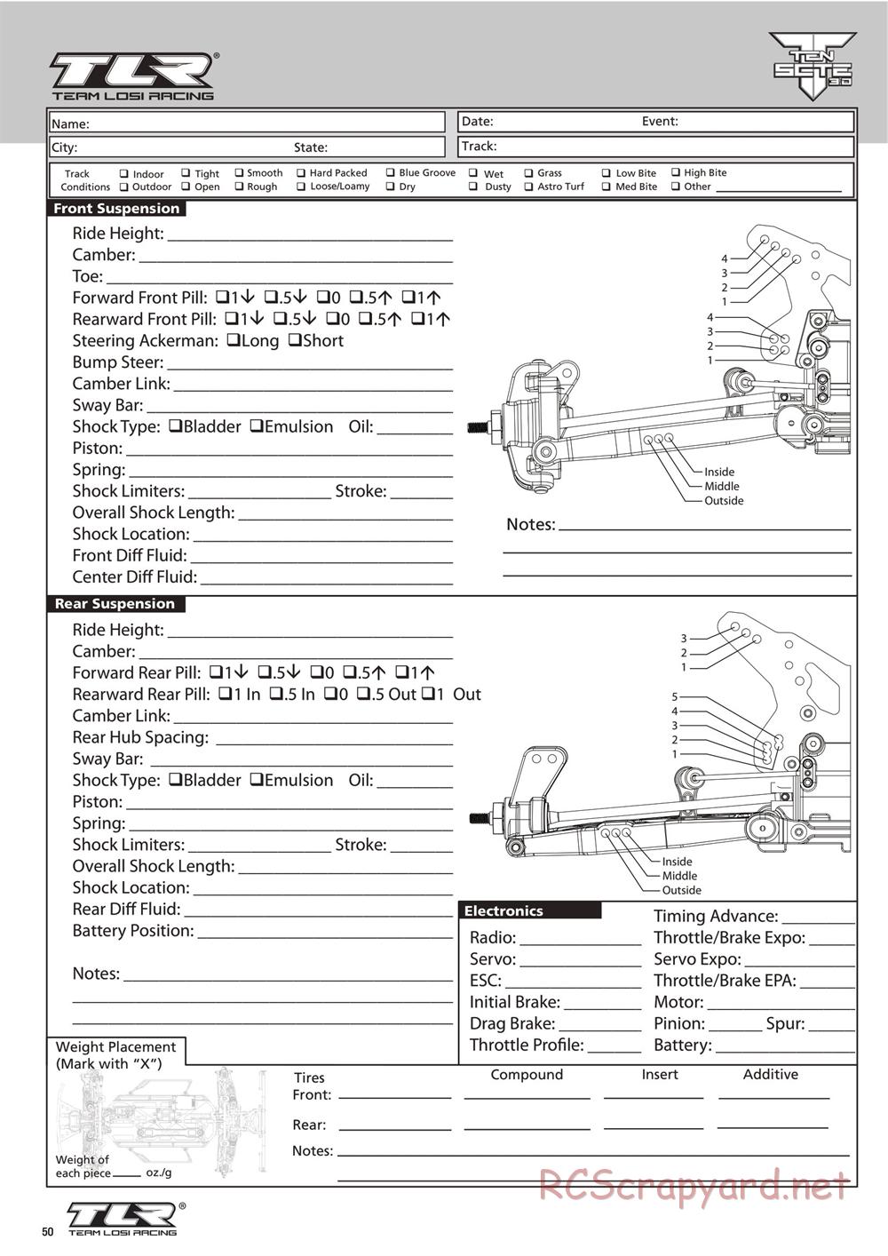 Team Losi - Ten-SCTE 3.0 - Manual - Page 50