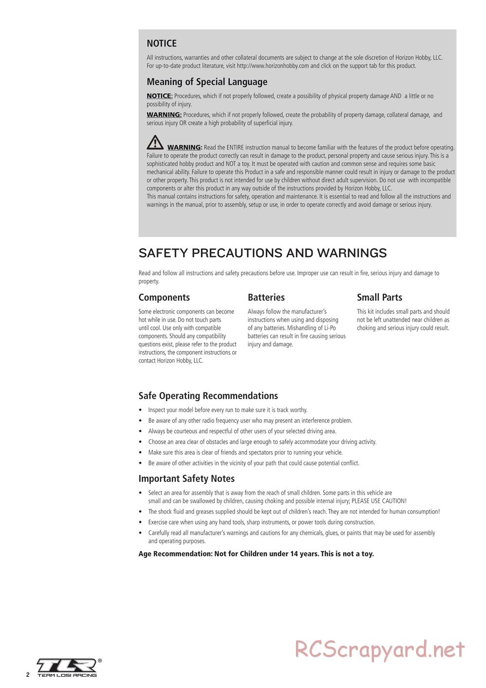 Team Losi - 22SCT 3.0 Race - Manual - Page 2