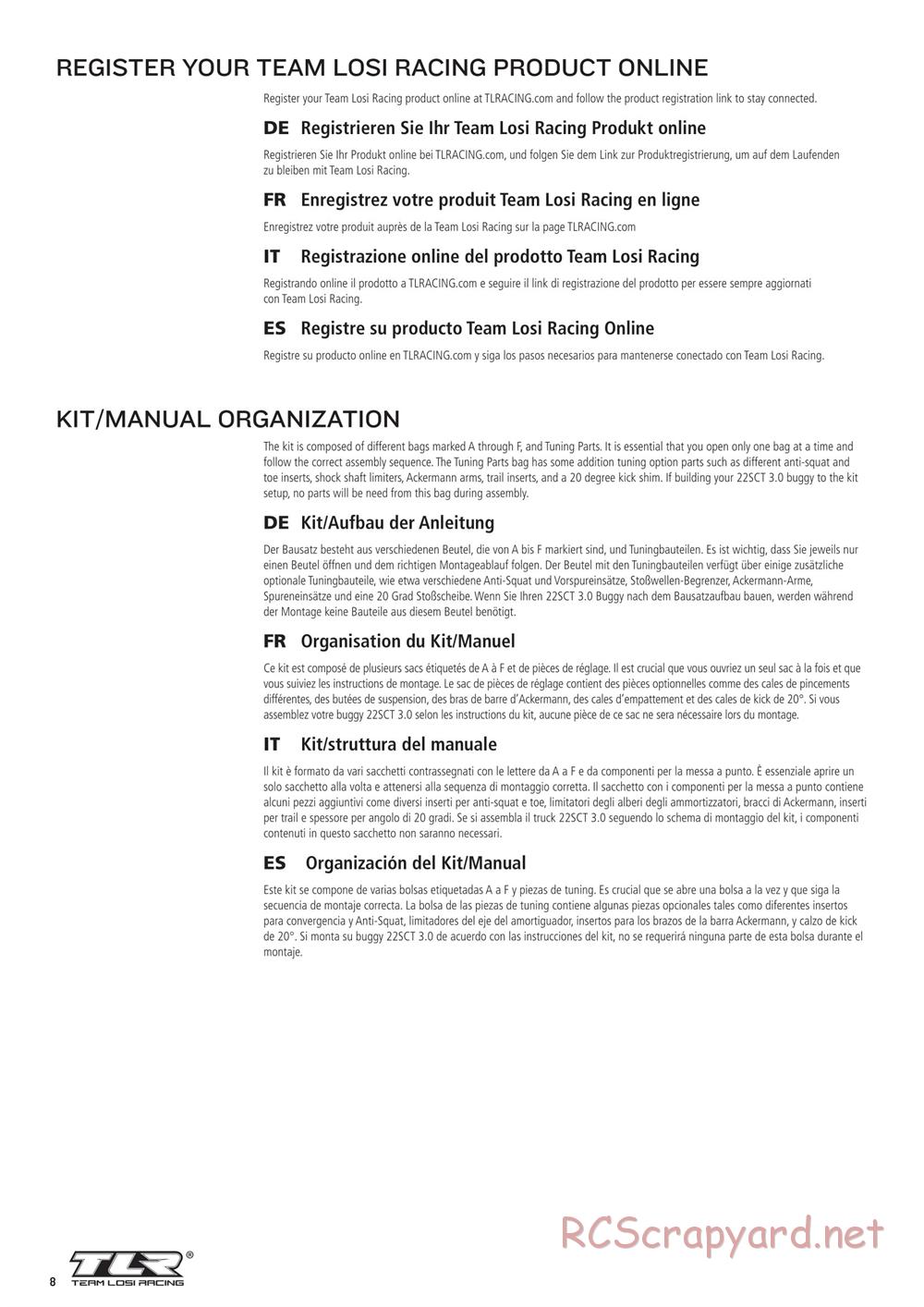 Team Losi - 22SCT 3.0 Race - Manual - Page 8