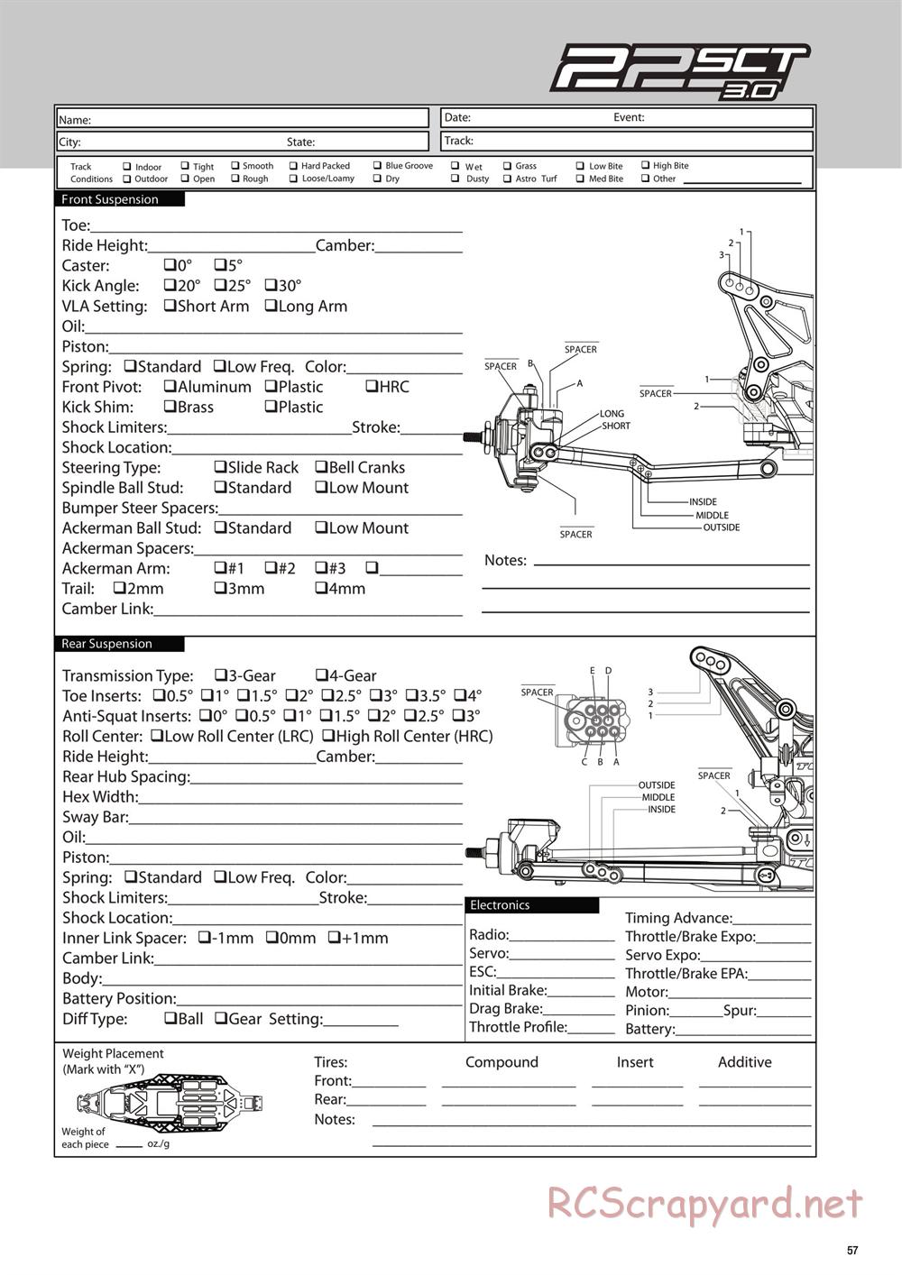 Team Losi - 22SCT 3.0 Race - Manual - Page 57
