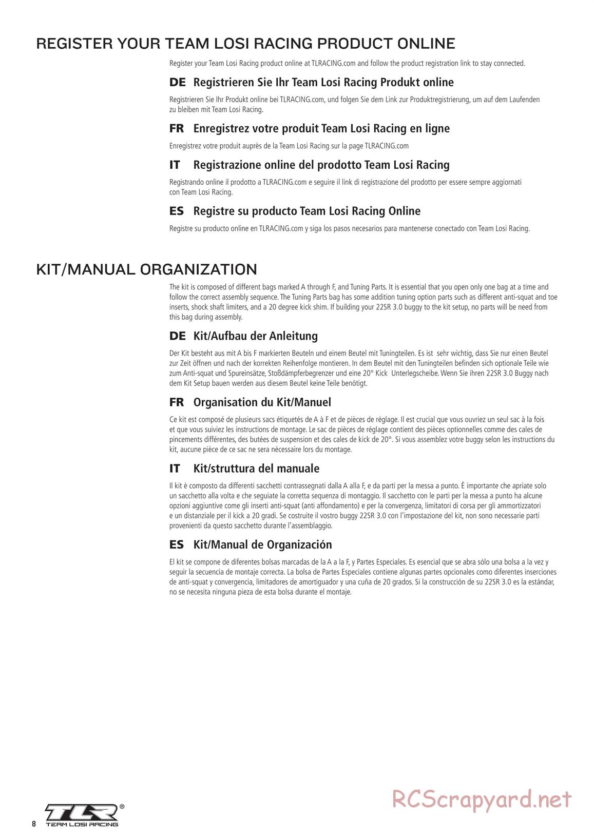 Team Losi - TLR 22 3.0 Spec Racer MM Race - Manual - Page 8