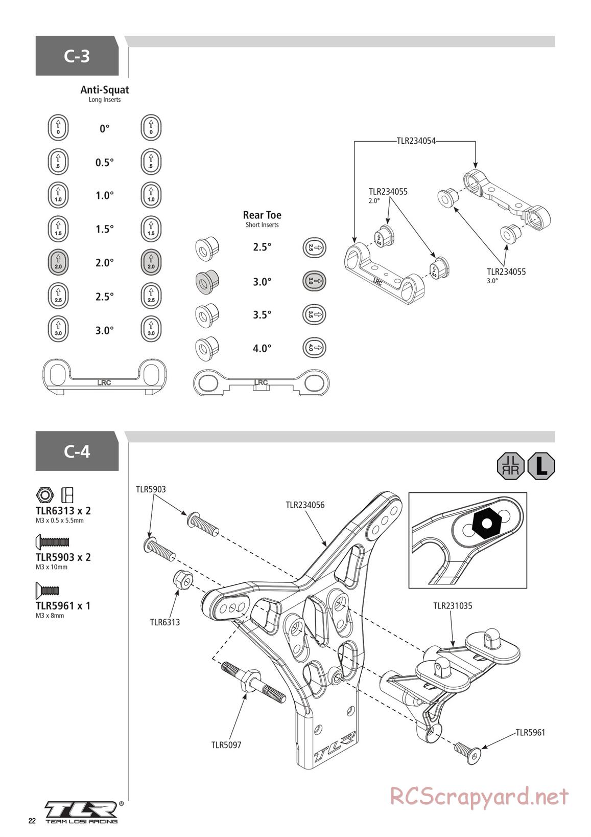 Team Losi - TLR 22 3.0 Spec Racer MM Race - Manual - Page 22