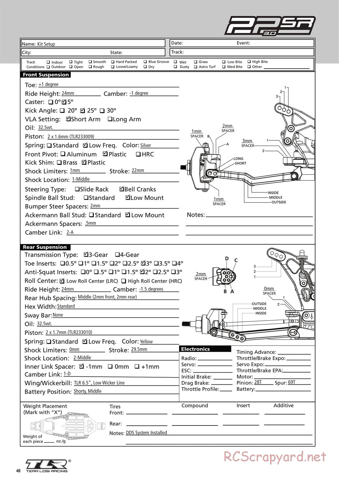 Team Losi - TLR 22 3.0 Spec Racer MM Race - Manual - Page 48