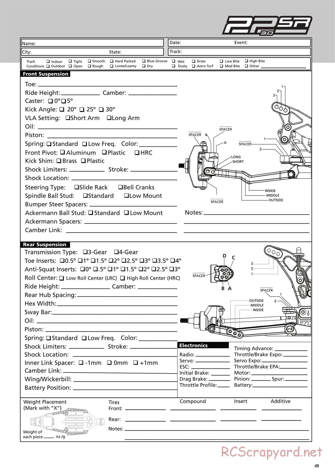 Team Losi - TLR 22 3.0 Spec Racer MM Race - Manual - Page 49