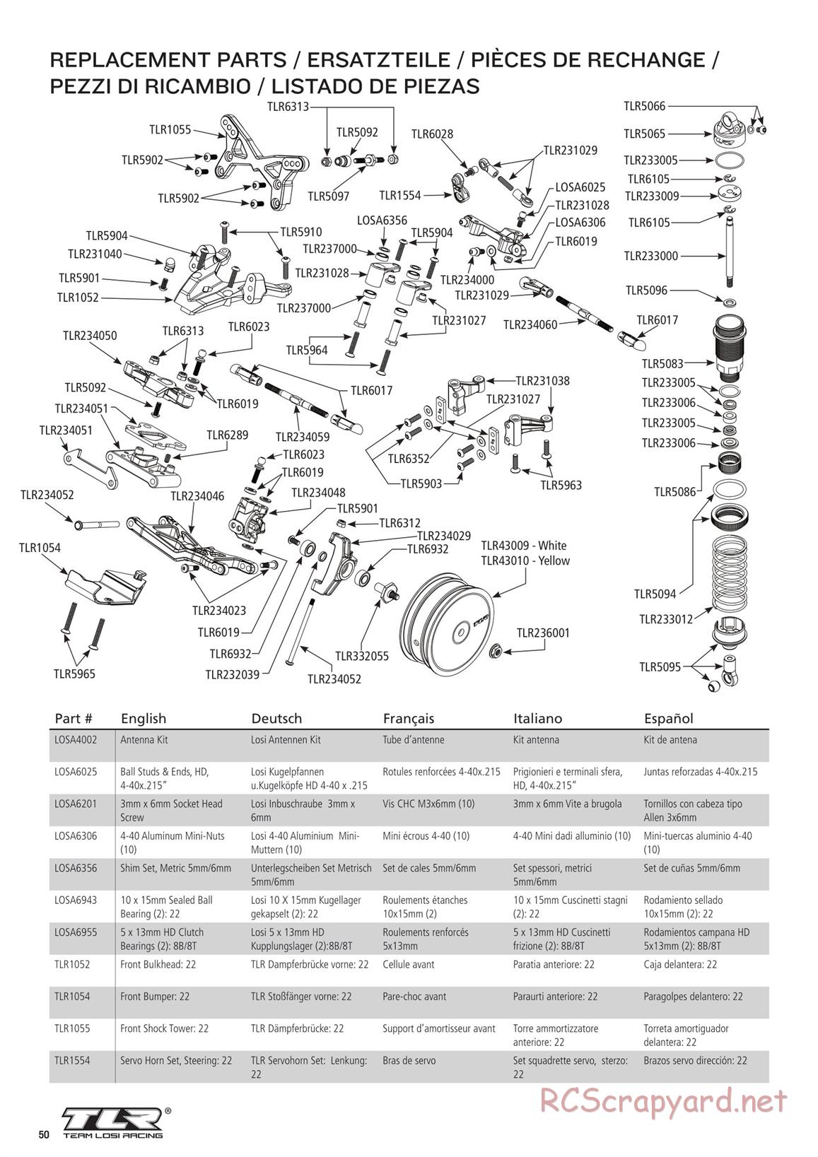 Team Losi - TLR 22 3.0 Spec Racer MM Race - Manual - Page 50