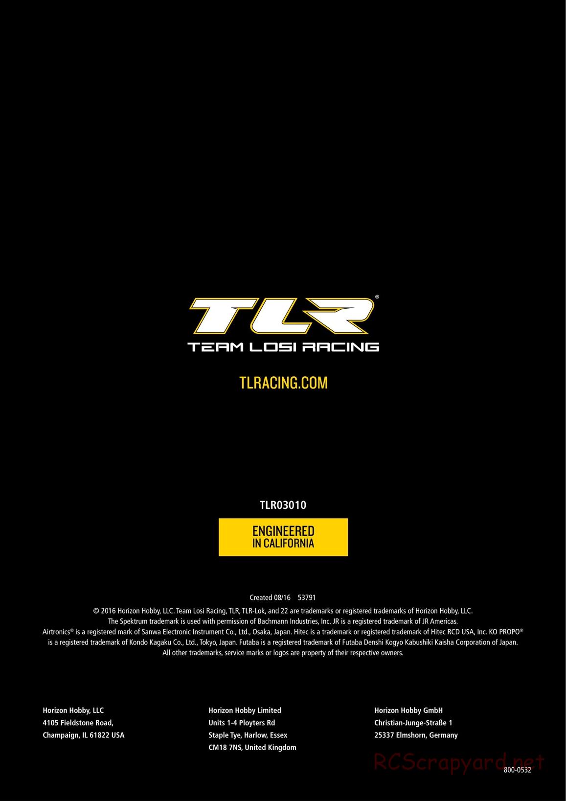 Team Losi - TLR 22 3.0 Spec Racer MM Race - Manual - Page 60