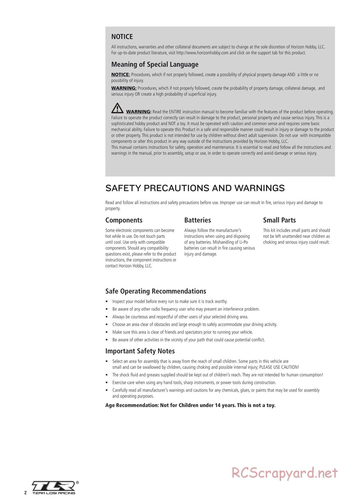 Team Losi - TLR 22 4.0 Race - Manual - Page 2