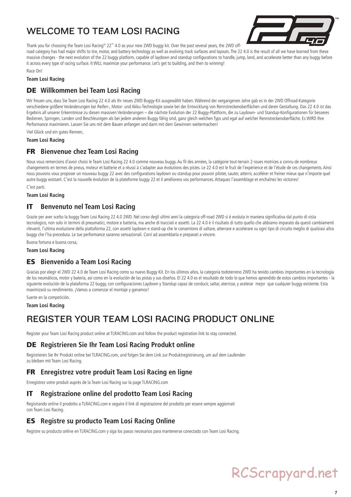 Team Losi - TLR 22 4.0 Race - Manual - Page 7
