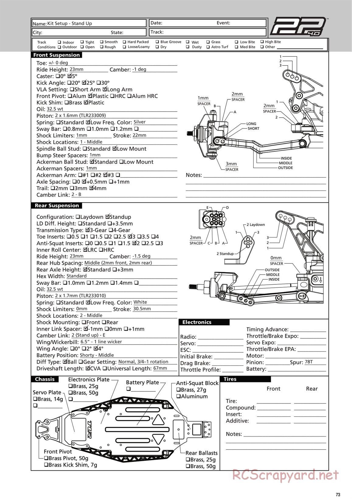 Team Losi - TLR 22 4.0 Race - Manual - Page 73