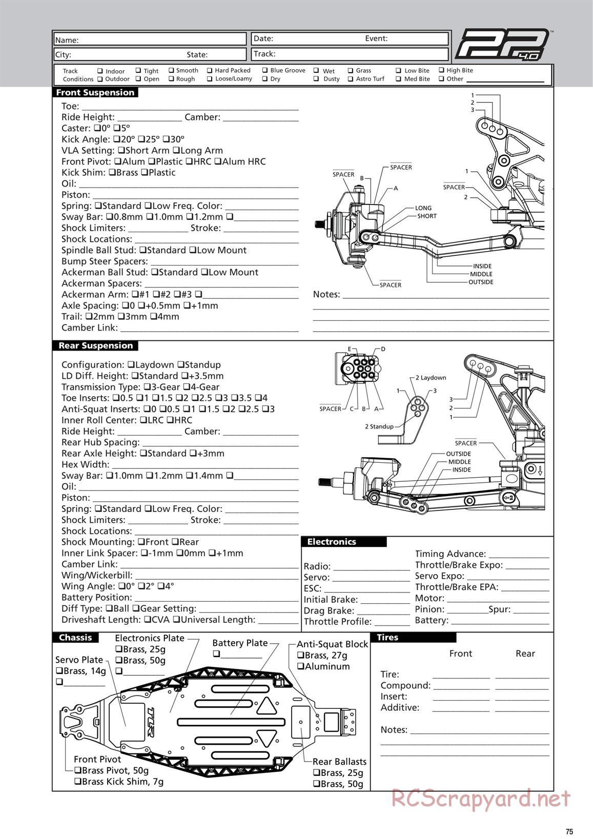 Team Losi - TLR 22 4.0 Race - Manual - Page 75