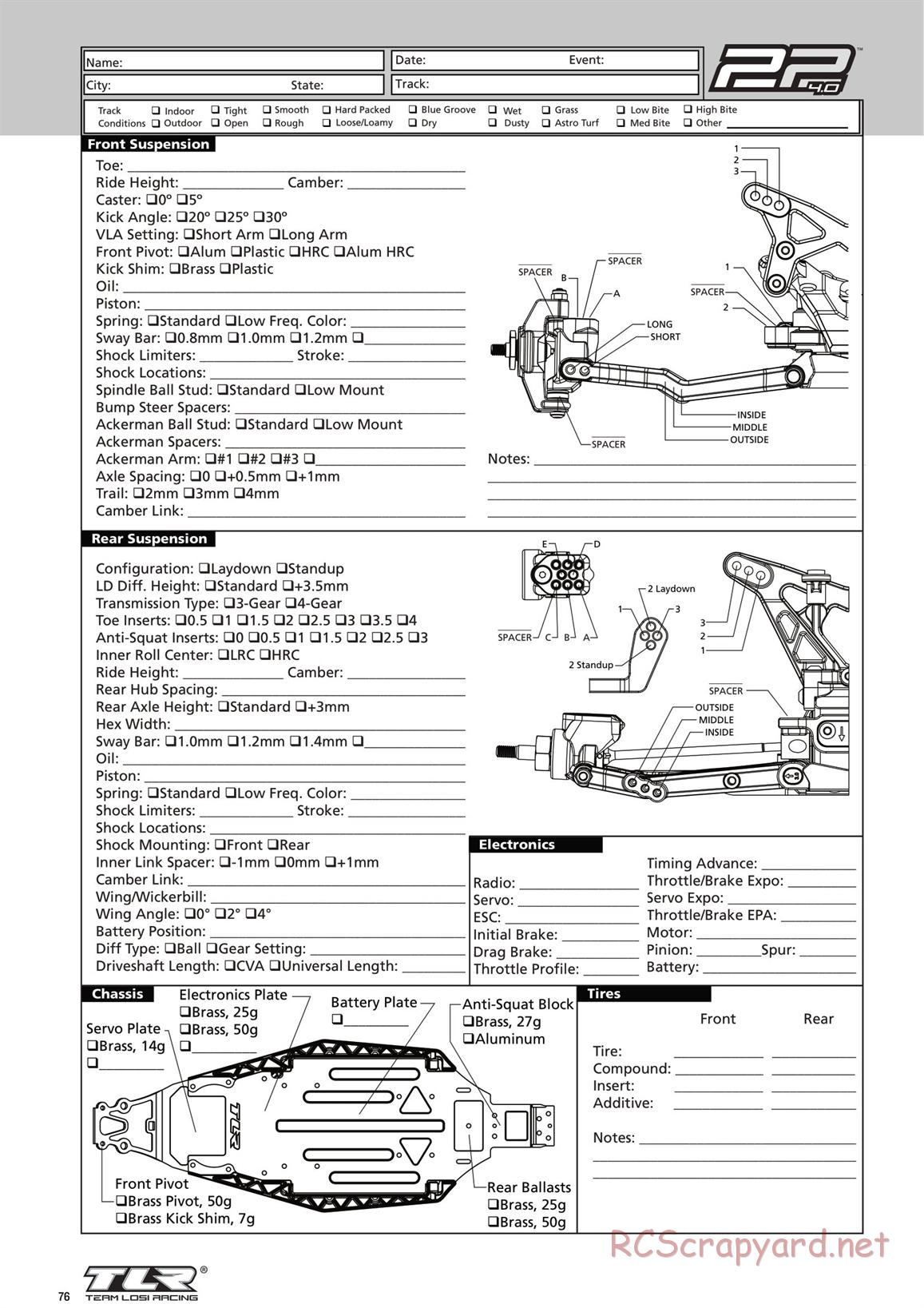 Team Losi - TLR 22 4.0 Race - Manual - Page 76