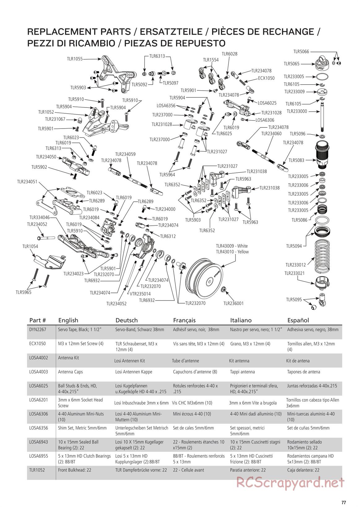 Team Losi - TLR 22 4.0 Race - Manual - Page 77