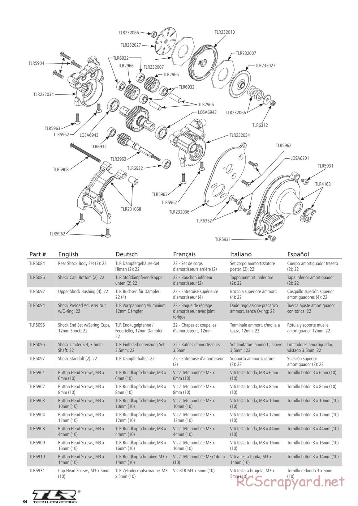 Team Losi - TLR 22 4.0 Race - Manual - Page 84