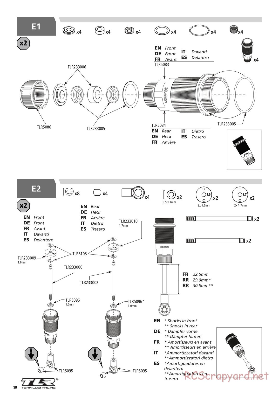 Team Losi - TLR 22 4.0 SR Race Spec - Manual - Page 36