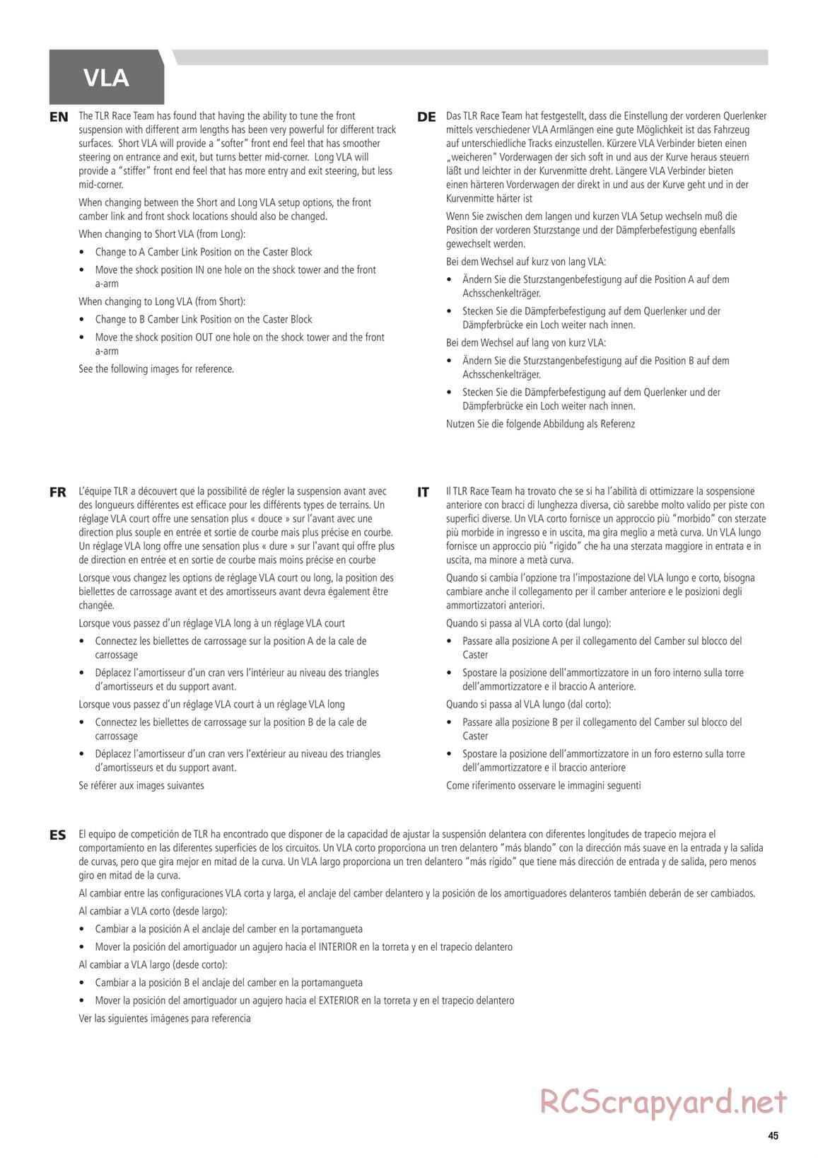 Team Losi - TLR 22 4.0 SR Race Spec - Manual - Page 45