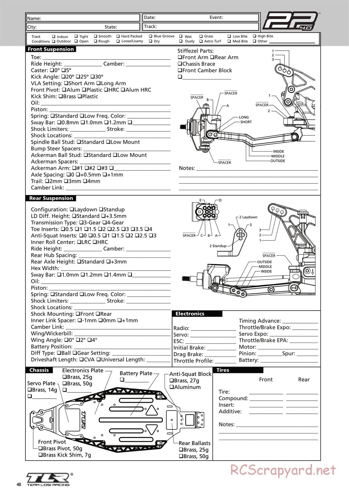 Team Losi - TLR 22 4.0 SR Race Spec - Manual - Page 48
