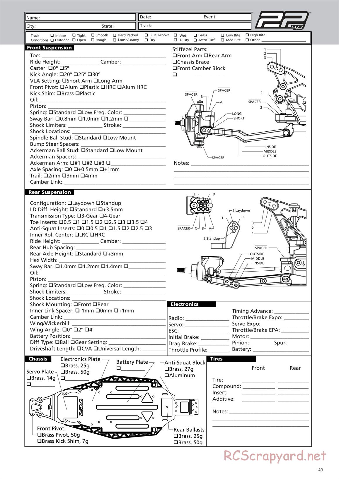 Team Losi - TLR 22 4.0 SR Race Spec - Manual - Page 49