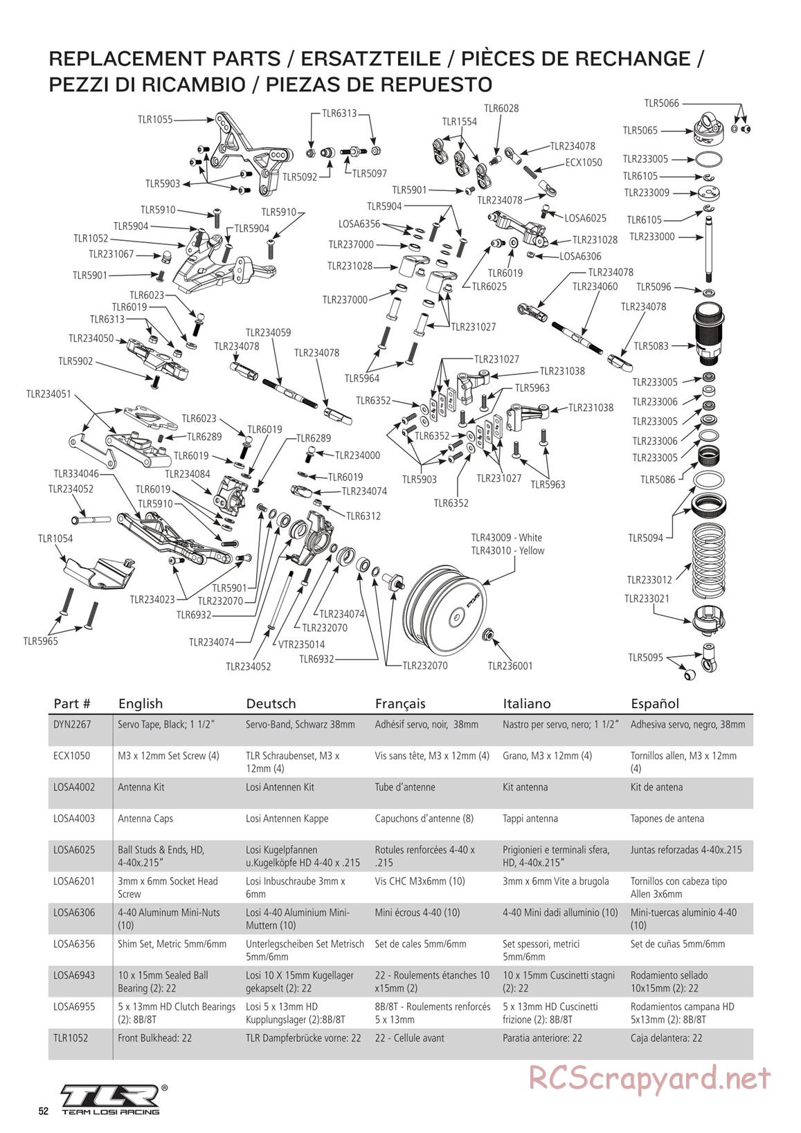 Team Losi - TLR 22 4.0 SR Race Spec - Manual - Page 52