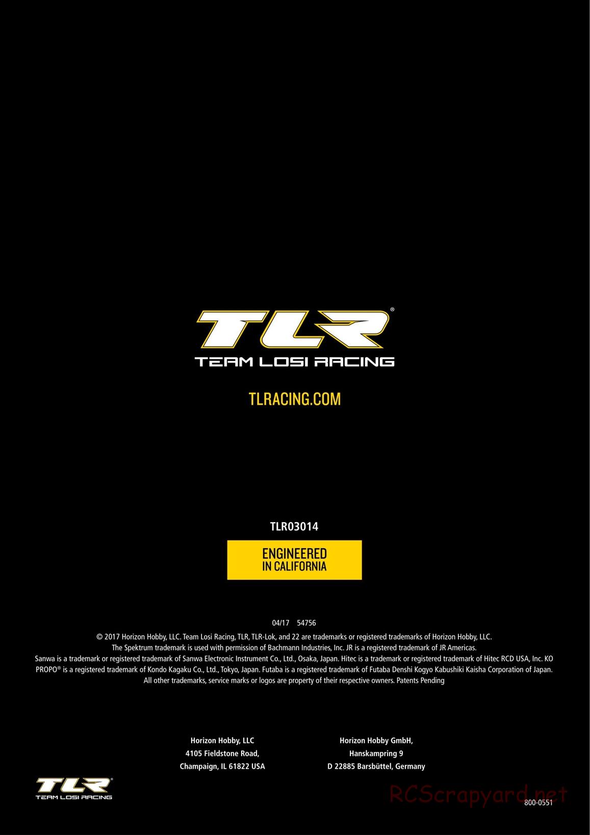 Team Losi - TLR 22 4.0 SR Race Spec - Manual - Page 68