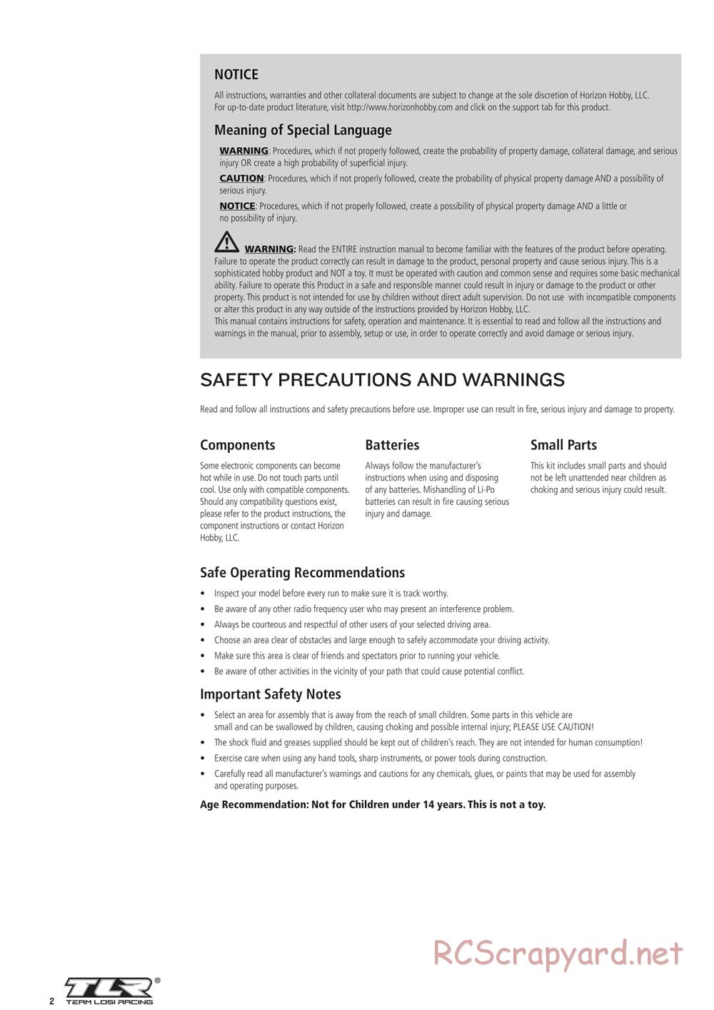 Team Losi - 22T 4.0 Race - Manual - Page 2