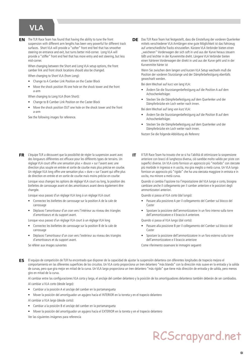 Team Losi - 22T 4.0 Race - Manual - Page 61