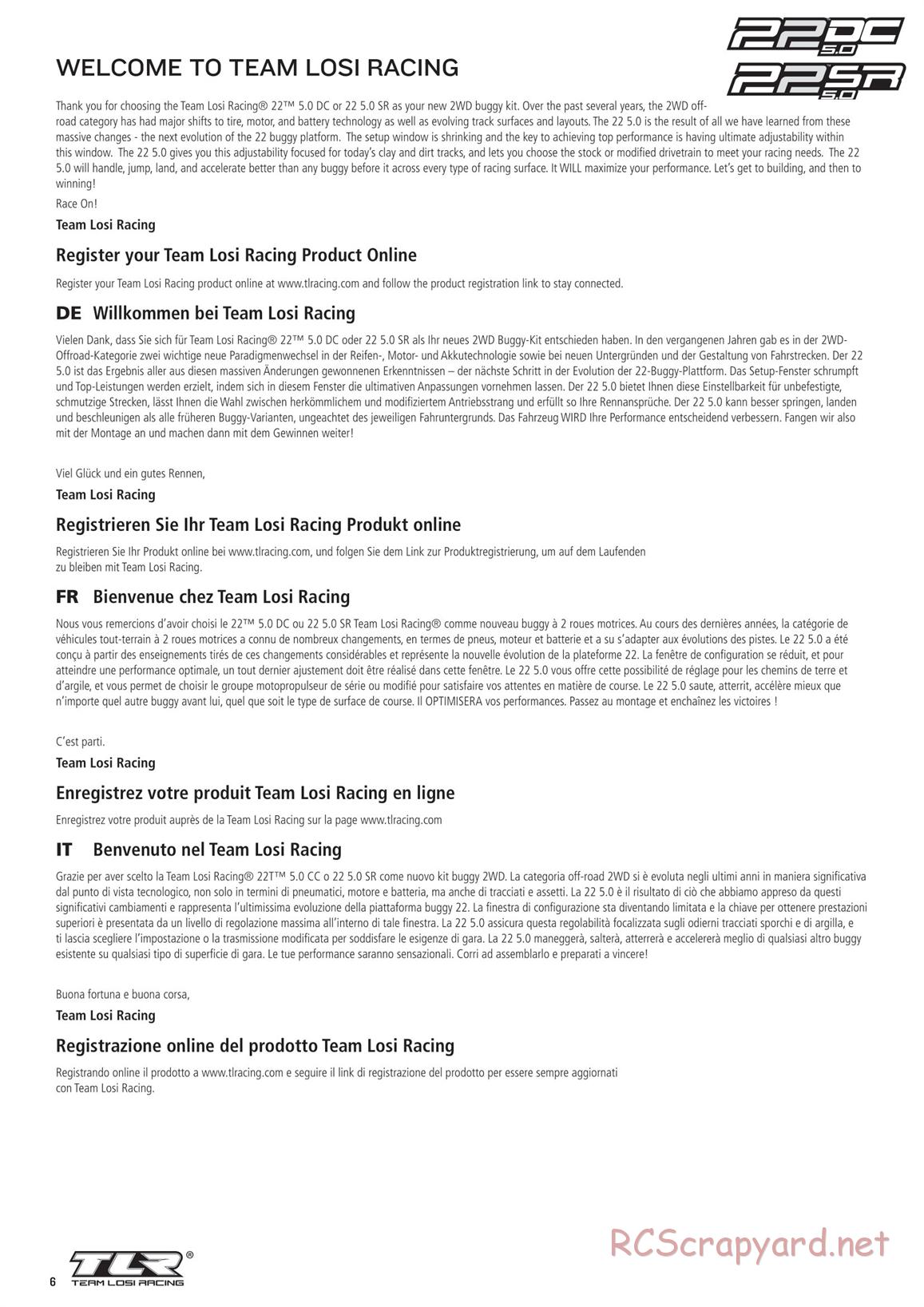 Team Losi - TLR 22 5.0 SR Race Spec - Manual - Page 6