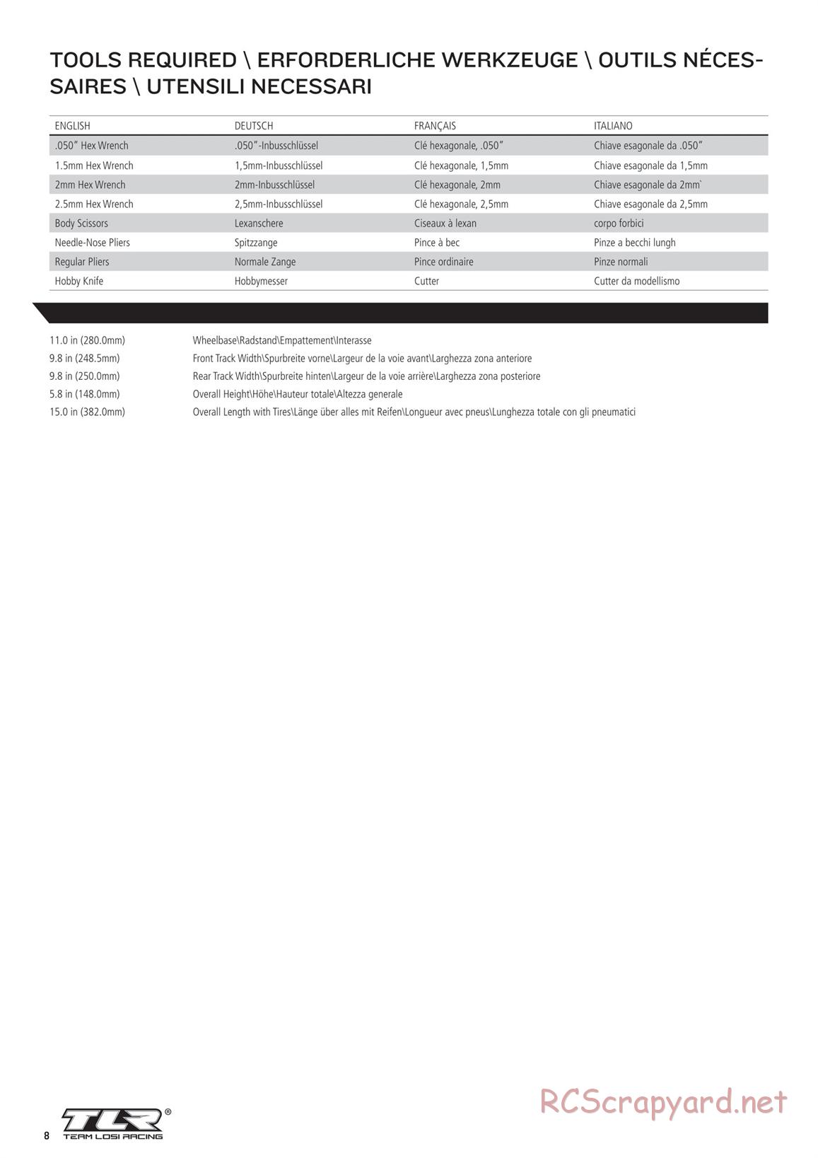 Team Losi - TLR 22 5.0 SR Race Spec - Manual - Page 8