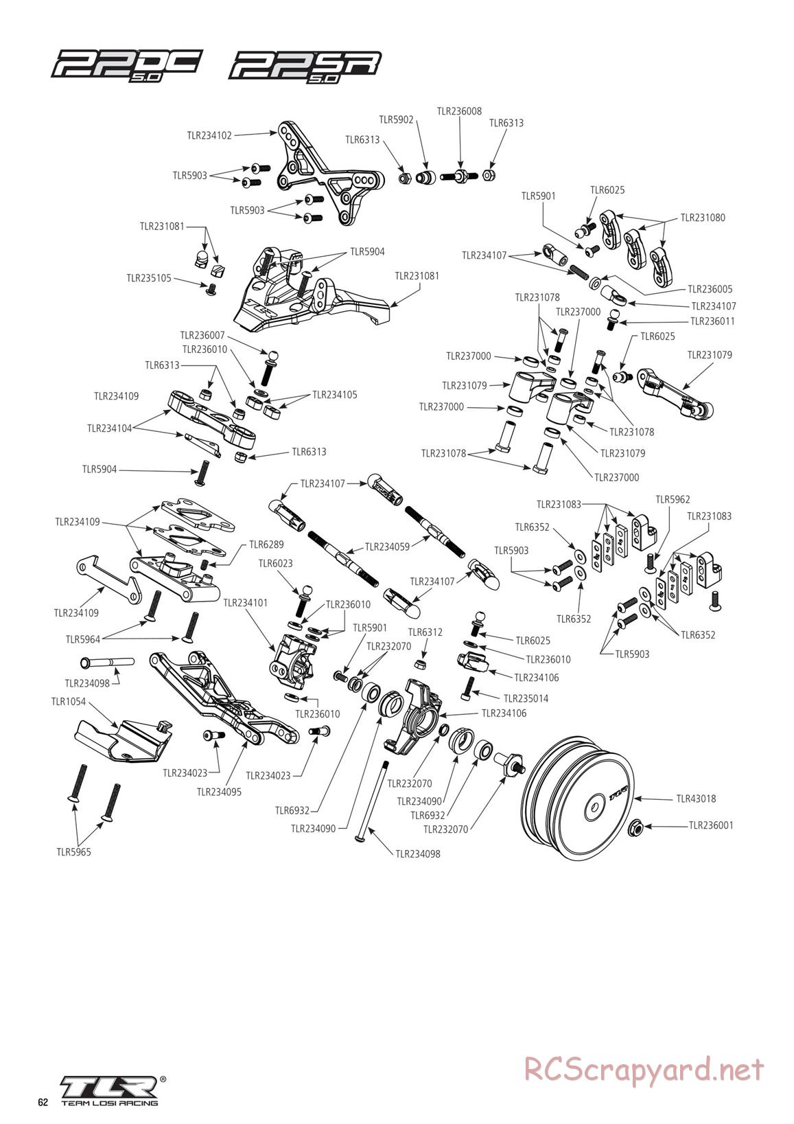 Team Losi - TLR 22 5.0 SR Race Spec - Manual - Page 62
