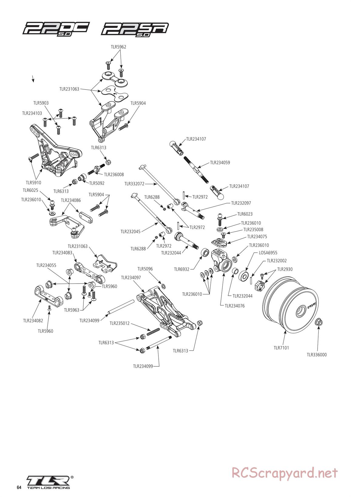 Team Losi - TLR 22 5.0 SR Race Spec - Manual - Page 64