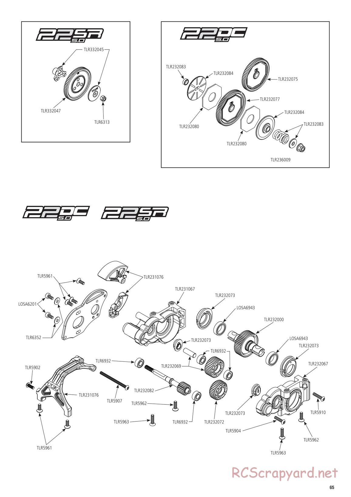 Team Losi - TLR 22 5.0 SR Race Spec - Manual - Page 65