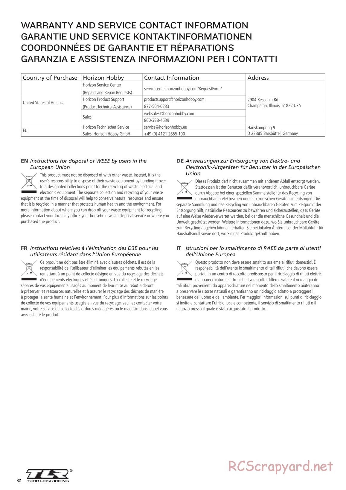 Team Losi - TLR 22 5.0 SR Race Spec - Manual - Page 82