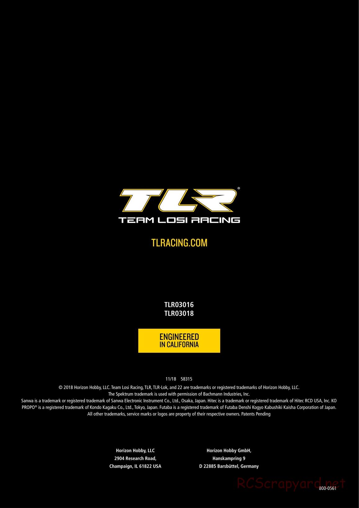 Team Losi - TLR 22 5.0 SR Race Spec - Manual - Page 84